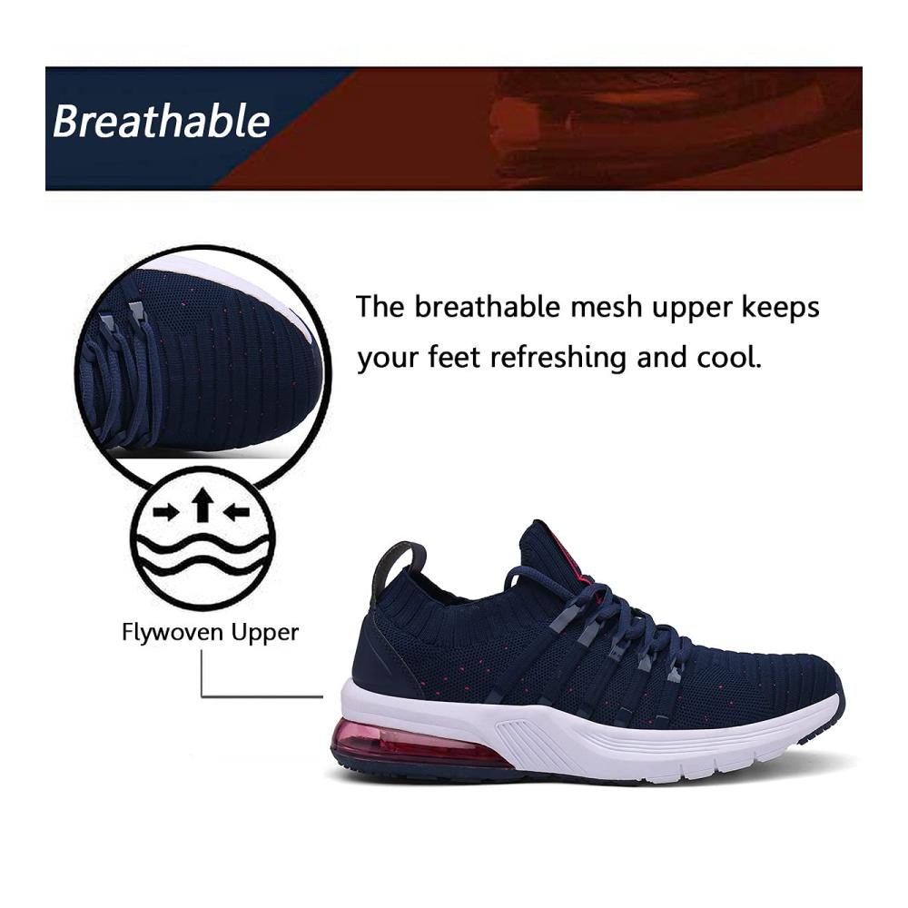 Ultra-leichte Straßenlaufschuhe für Herren und Damen - Bequeme Sportschuhe mit Luftkissen - Atmungsaktive Sneaker für Jogging und Tennis - Schwarz Blau - EU 36-47