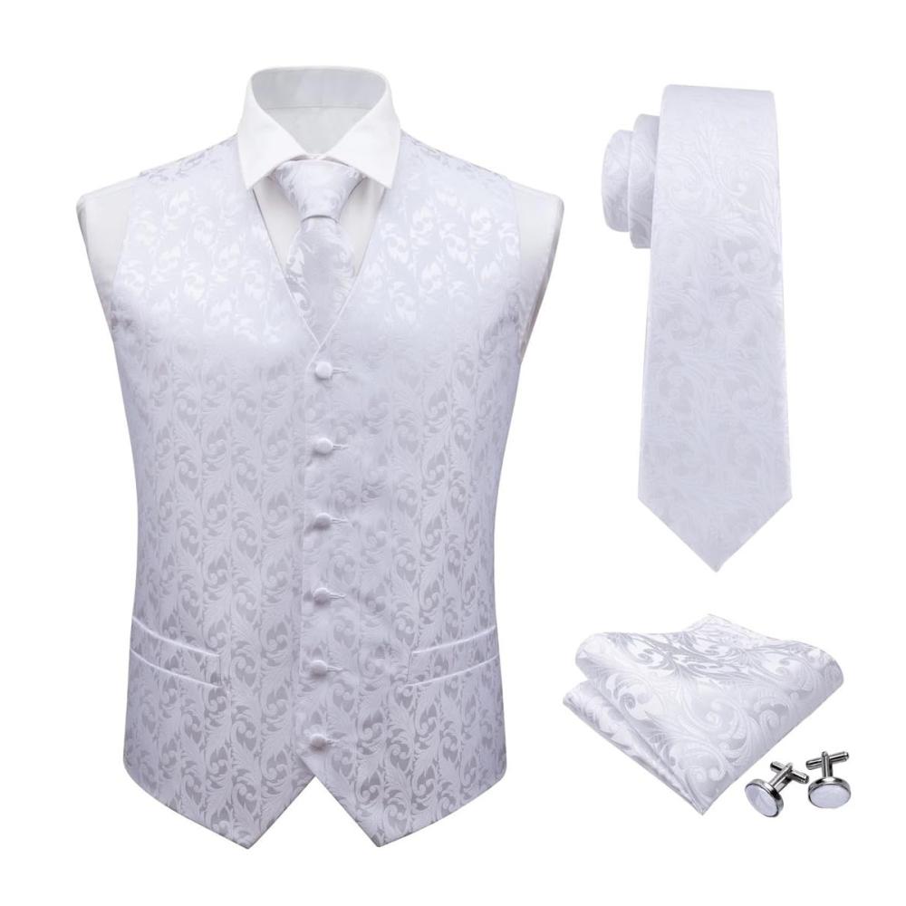 Klassische Floral Jacquard Seidenweste mit Einstecktuch - Perfekt für Party & Hochzeit! Elegant gestylt mit passender Krawatte. Exquisite Herrenmode-Set für besondere Anlässe. Jetzt zugreifen