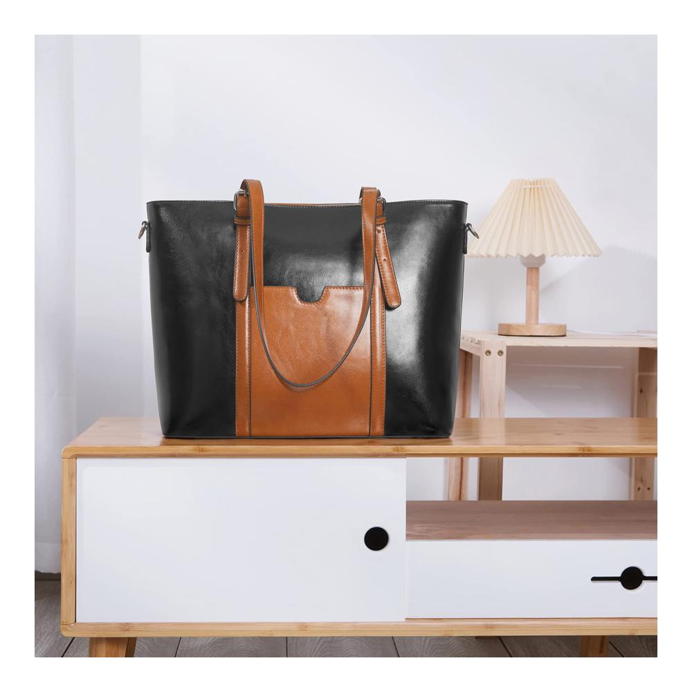 Entdecken Sie Stil und Funktionalität Luxuriöse Damen Aktentasche 15.6 Zoll Laptoptasche aus hochwertigem Kunstleder – Perfekte Arbeitstasche für Büro Schule und Einkaufserlebnisse