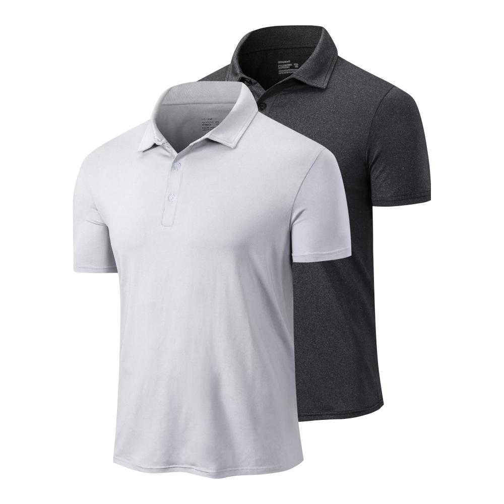 Klassische Poloshirts für Herren 2er Pack Kurzarm Sport Polos - Atmungsaktiv Schnelltrocknend für Golf Tennis und mehr