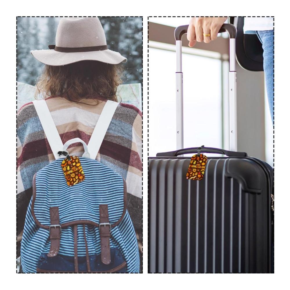 Entdecken Sie stilvolle Reisebegleiter Hochwertige PU-Leder Koffer- & Taschenanhänger. Personalisierbar ideal für Reisende. Bunte Thanksgiving-Objekte. 2 Stück