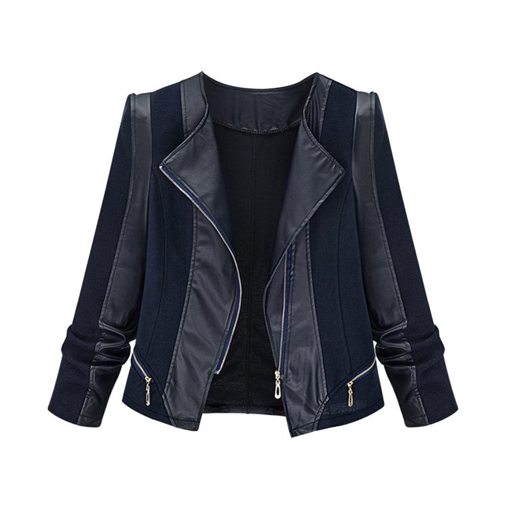 Damen Jeansjacke Oversized mit Reißverschluss abgenutztem Bund Taschen Kordelzug und Kette (Plus Size