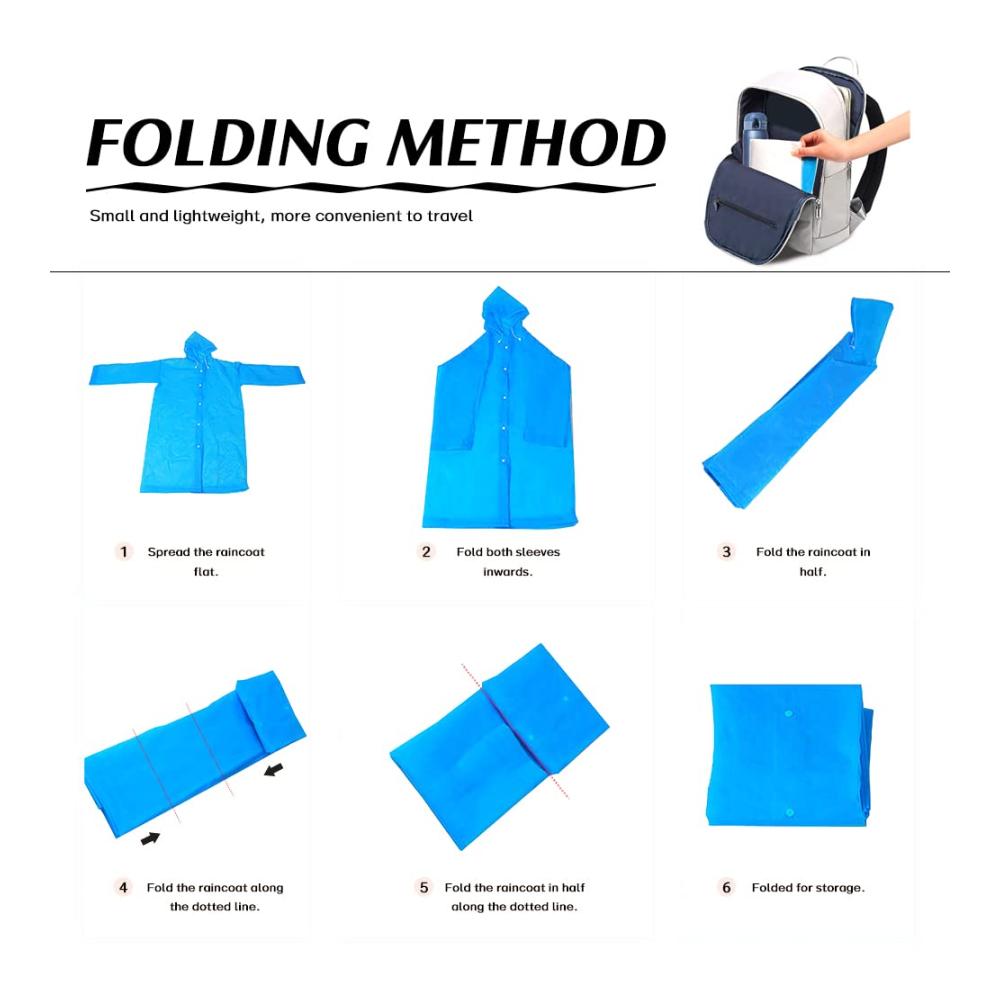 Entdecken Sie den ultimativen Schutz 3er-Pack wiederverwendbarer Regenponchos mit elastischen Ärmeln und Kapuze - Perfekte Begleiter für jedes Wetter