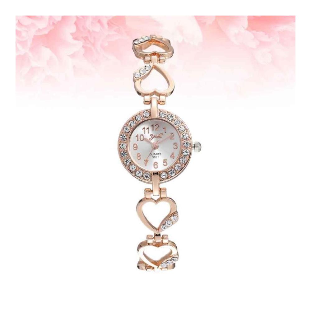 Entzückende Roségold-Armbanduhr Luxuriöse Damen Analog Quarz Armbanduhr mit funkelnden Strasssteinen und modischem Herzdesign. Perfektes Geburtstagsgeschenk für stilbewusste Frauen