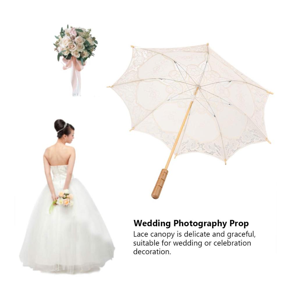Entzückender Vintage-Spitzen-Sonnenschirm für Hochzeiten Tanz & Fotografie - Handgefertigt aus Baumwolle - Beige Groß - Einzigartiger Regenschirm für Braut & Requisite
