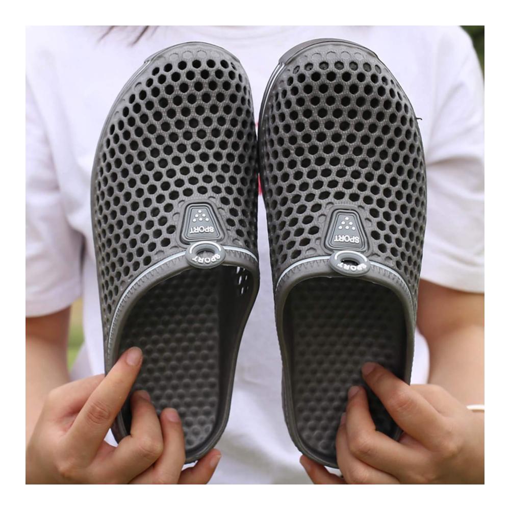 Erfrischende Unisex Clogs Atmungsaktiv geschlossen für Sommerliebhaber! Graue Hausschuhe für Strand Pool und Garten Männer und Frauen Größe 44 EU