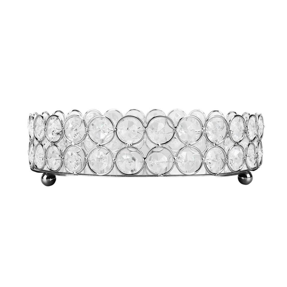 Elegantes Kristall-Schmucktablett Glänzendes Make-up- und Parfümtablett für stilvolle Frauen und Mädchen - Silberfarben 20x3 cm Luxus pur