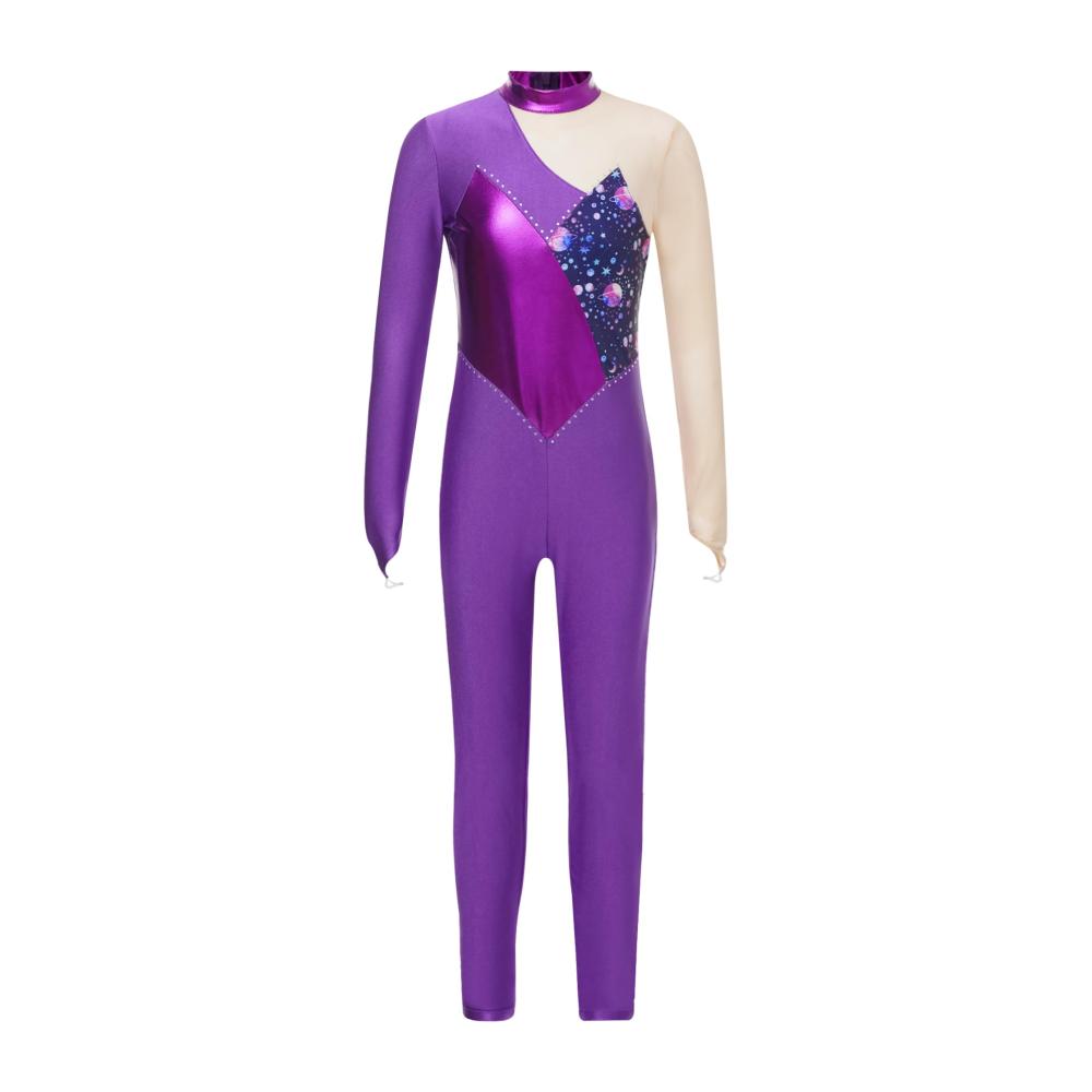 Kinder Mädchen Turnsport Leotard Komplettanzug Langarm Ballett Trikot Langhose Ganzanzug Wettkampf-Turnanzug Gym Akrobatik