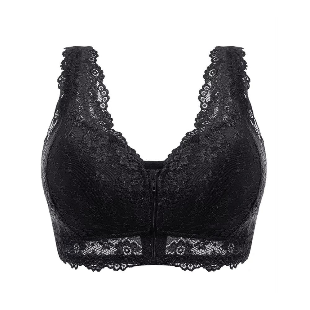 Entdecken Sie verführerische Spitzen-Mastektomie-BHs Frontverschluss Drahtfrei mit Taschen – Für stilvolle Unterstützung und Selbstvertrauen! (Farbe Schwarz Größe XL/X-Large
