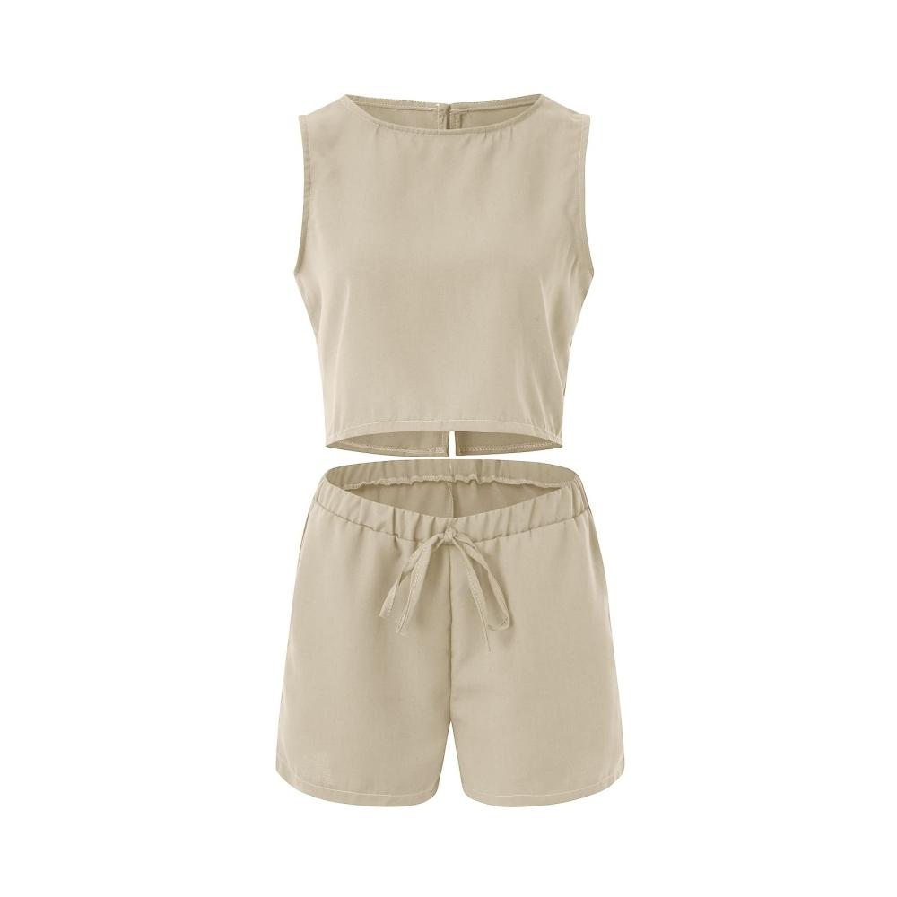 Erfrischendes Sommer-Outfit Damen Skort-Set mit Neckholder-Top und Shorts in hoher Taille – Perfekt für aktive Tage und lässige Abende