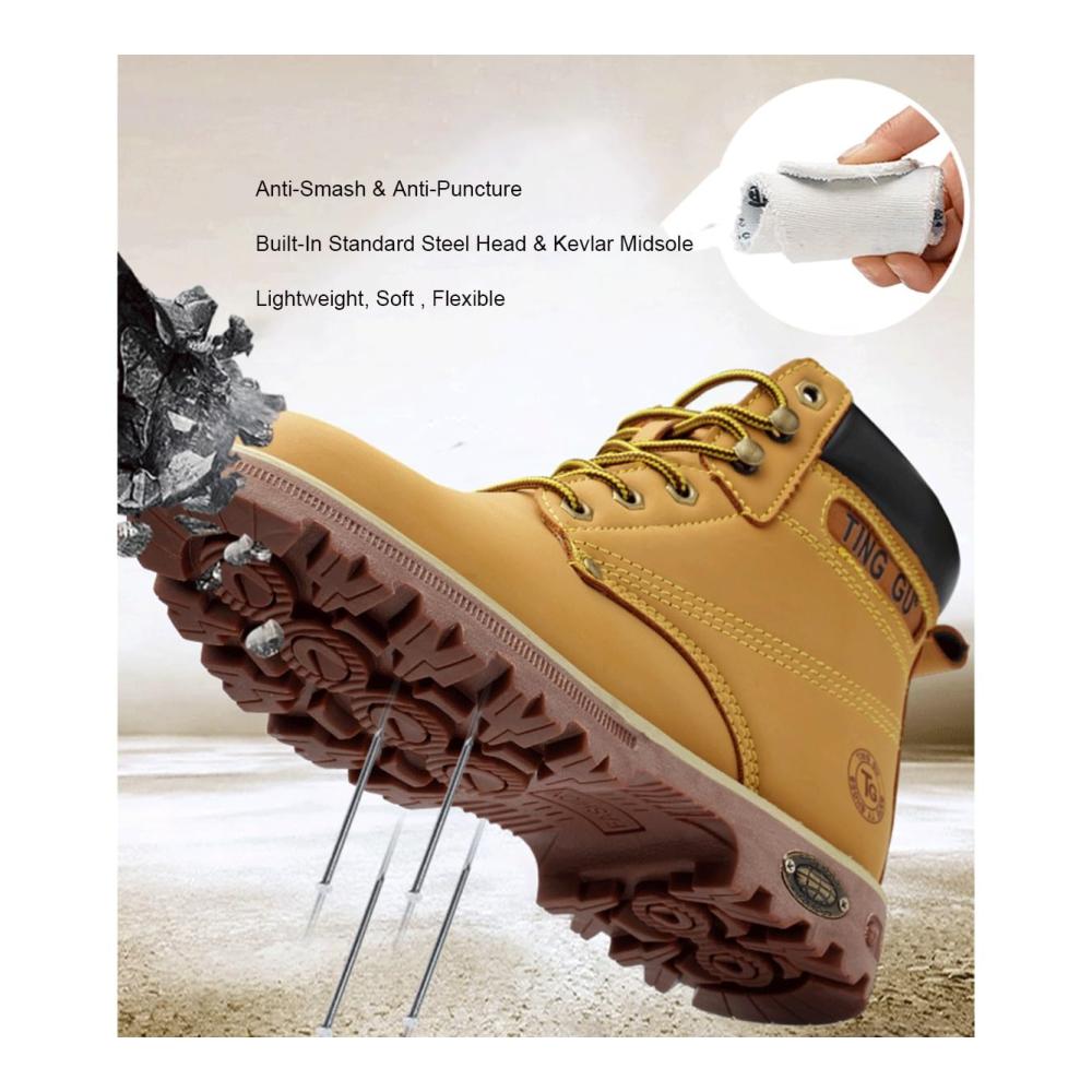 Hochwertige und unzerstörbare Bruch- und durchstichfeste Stahlkappen-Sneaker Atmungsaktive Sicherheitsschuhe mit industriellem Komfort (Schwarz EU 37_HIGH