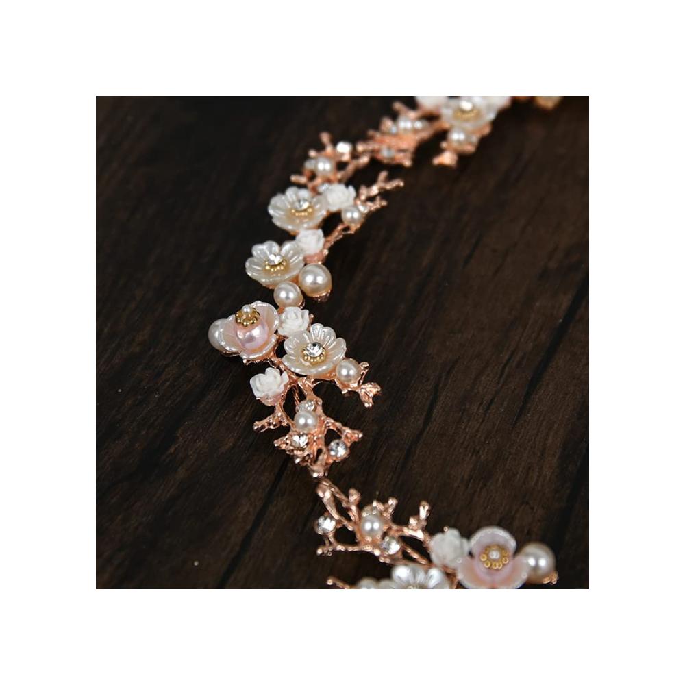 Erstaunliches Diadem! Perfekte Ergänzung für Hochzeiten & Events. Roségoldenes Stirnband mit Perlen & Kristallen. Exquisiter Brautschmuck. Jetzt sichern