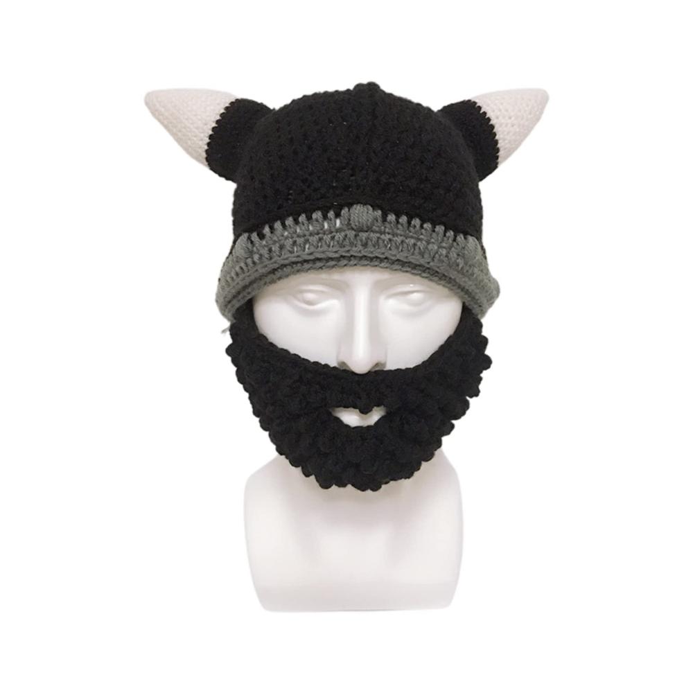 Einzigartiger Horn-Hut Lustige Strickmütze mit Schnurrbart-Maske für kreative Köpfe! Handgemacht für Komfort und Stil. Perfekt für Frühling und Herbst. Hält warm und schützt