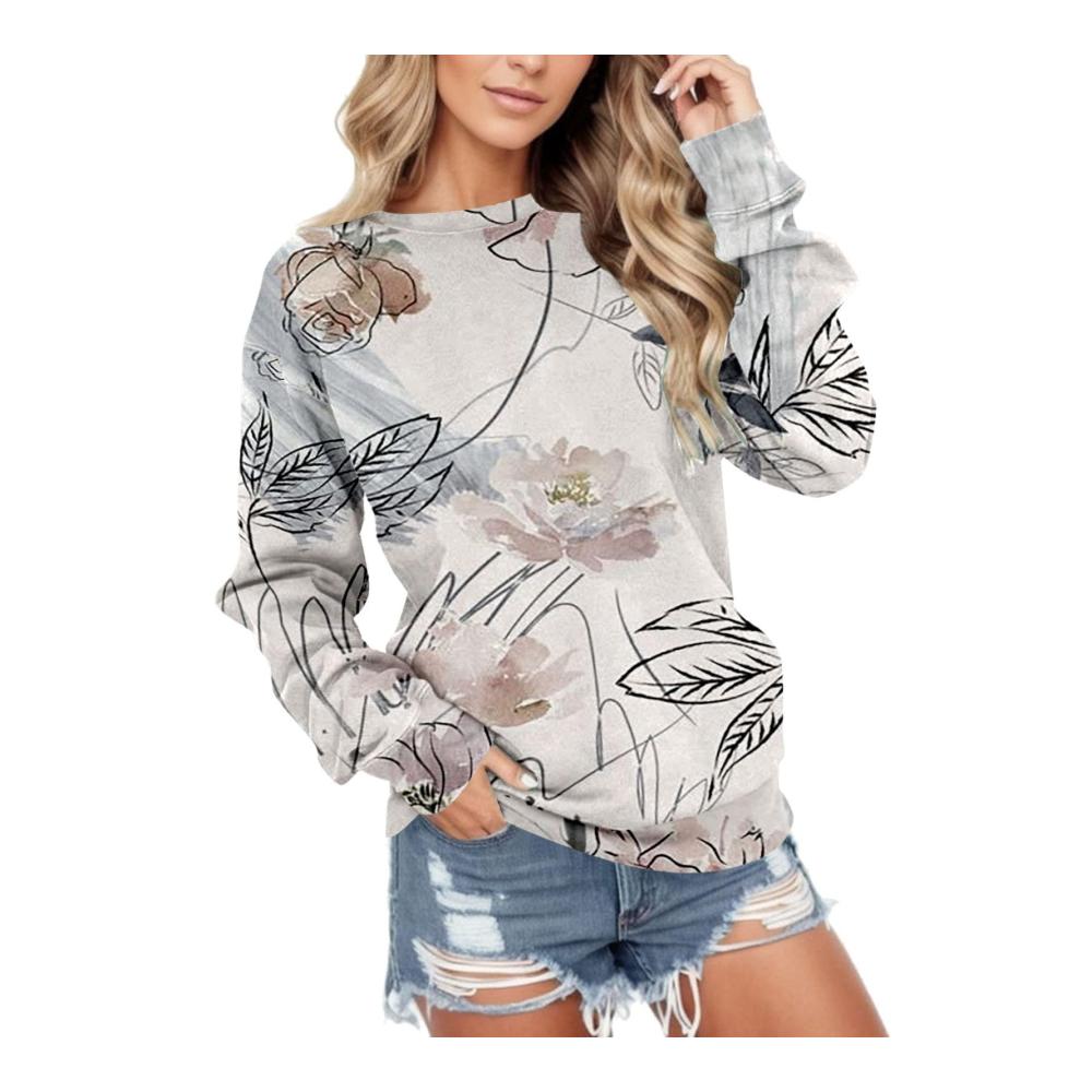 Damen Sweatshirt Pullover mit O-Ausschnitt Langarm-Trainings-Shirts Lockere Sweatshirts Passende Oberteile Stehkragen Modische Pullover für Frühling und Herbst