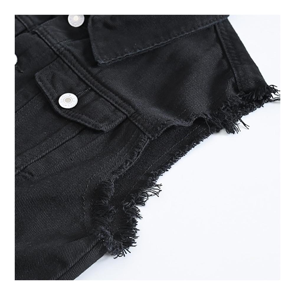 Stylische Herren-Jeansweste | Lässige zerrissene Denim-Weste für Freizeit und Punk-Look | Jugendlicher Charme in einer ärmellosen Casual-Weste