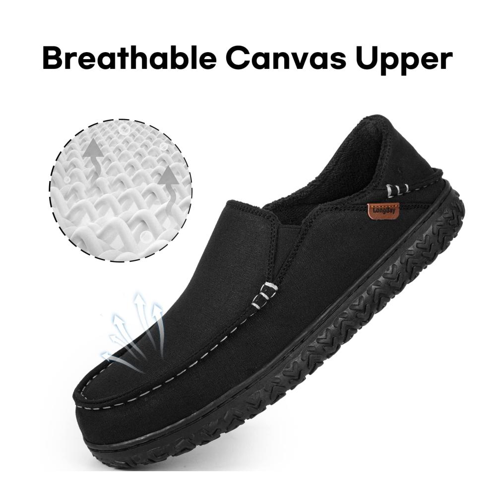 Erleben Sie ultimativen Komfort Herren Microsuede Mokassin Hausschuhe mit rutschfester Gummisohle und Memory Foam für unvergleichliche Gemütlichkeit. Jetzt mit verstellbaren elastischen Gores
