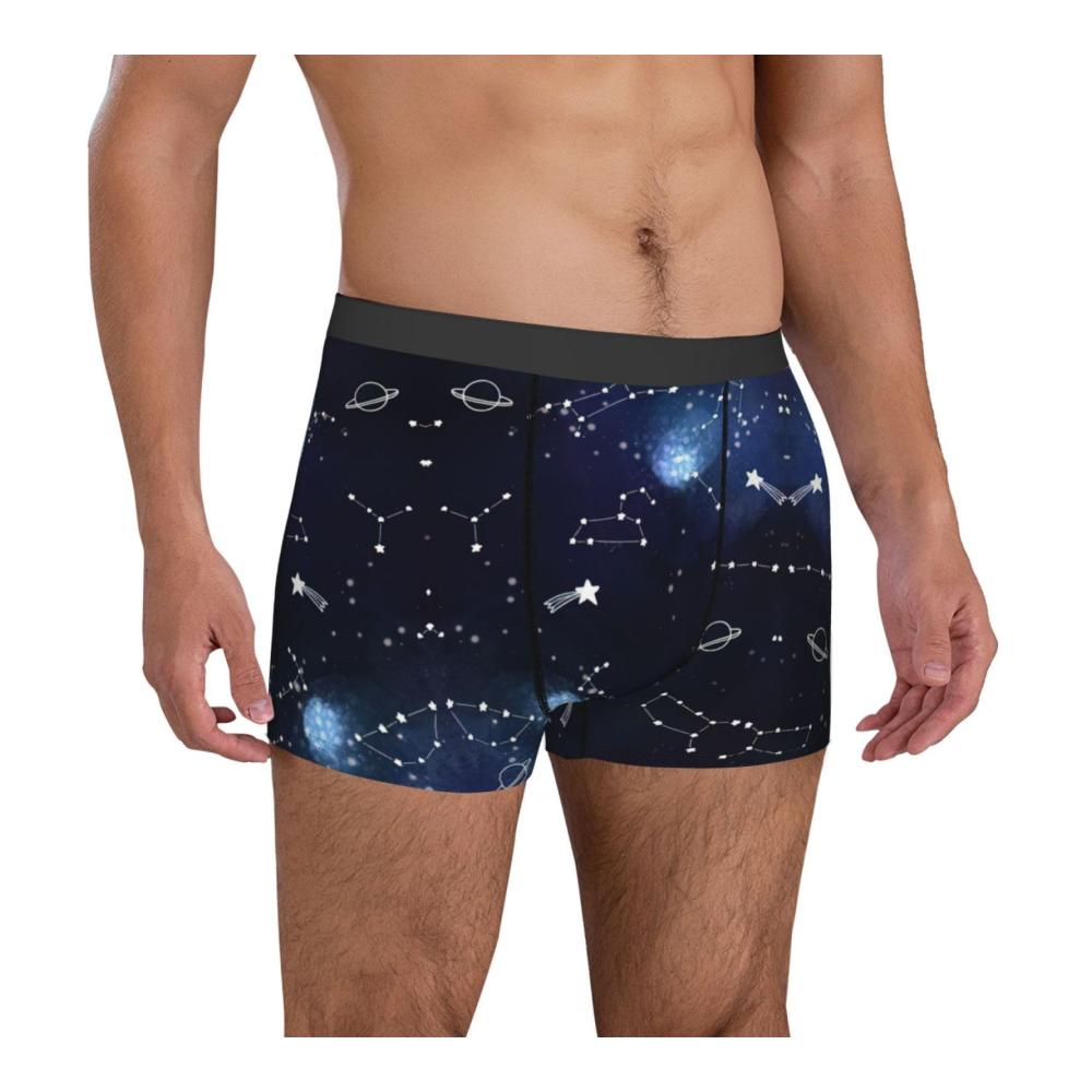 Cluster von Sternen im Nachthimmel bedruckte Boxershorts Herren Sportwäsche Weiche bequeme Herren Unterwäsche Boxer große Größen weicher Bund atmungsaktiv dehnbar