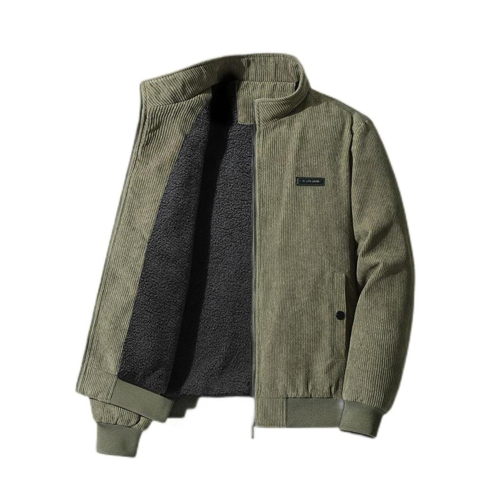 Herbst Winter Verdickte Warme Fleece Herrenjacke Cordjacke Stehkragenjacke Freizeitherrrnjacke mit mehreren Taschen für Outdoor-Aktivitäten Winddicht warmhaltend