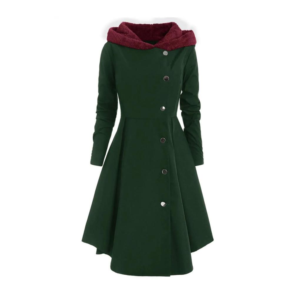 Elegantes Damencape aus weichem Fleece mit asymmetrischem Saum und Kapuze für Herbst/Winter