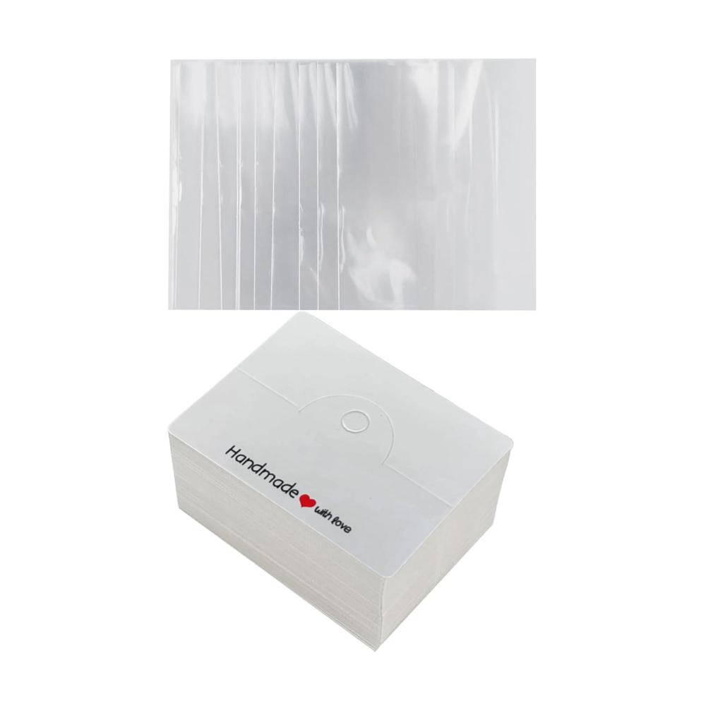 100 Stück 8 x 6 cm Schmuck-Armband-Displaykarten handgefertigt mit Liebe Aufdruck kraft Papier Karte Hängeetikett Kartonverpackung Anhänger Präsentationskärtchen Schmuckkästen