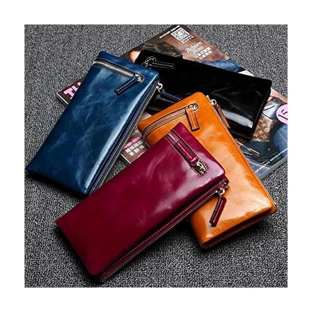 Einzigartige Damen Geldbörse aus echtem Leder stilvoll und geräumig. Klassisch und praktisch mit großem Kartenhalter und Vintage-Münzfach. Jetzt in Brown-1 Größe 8.5x19