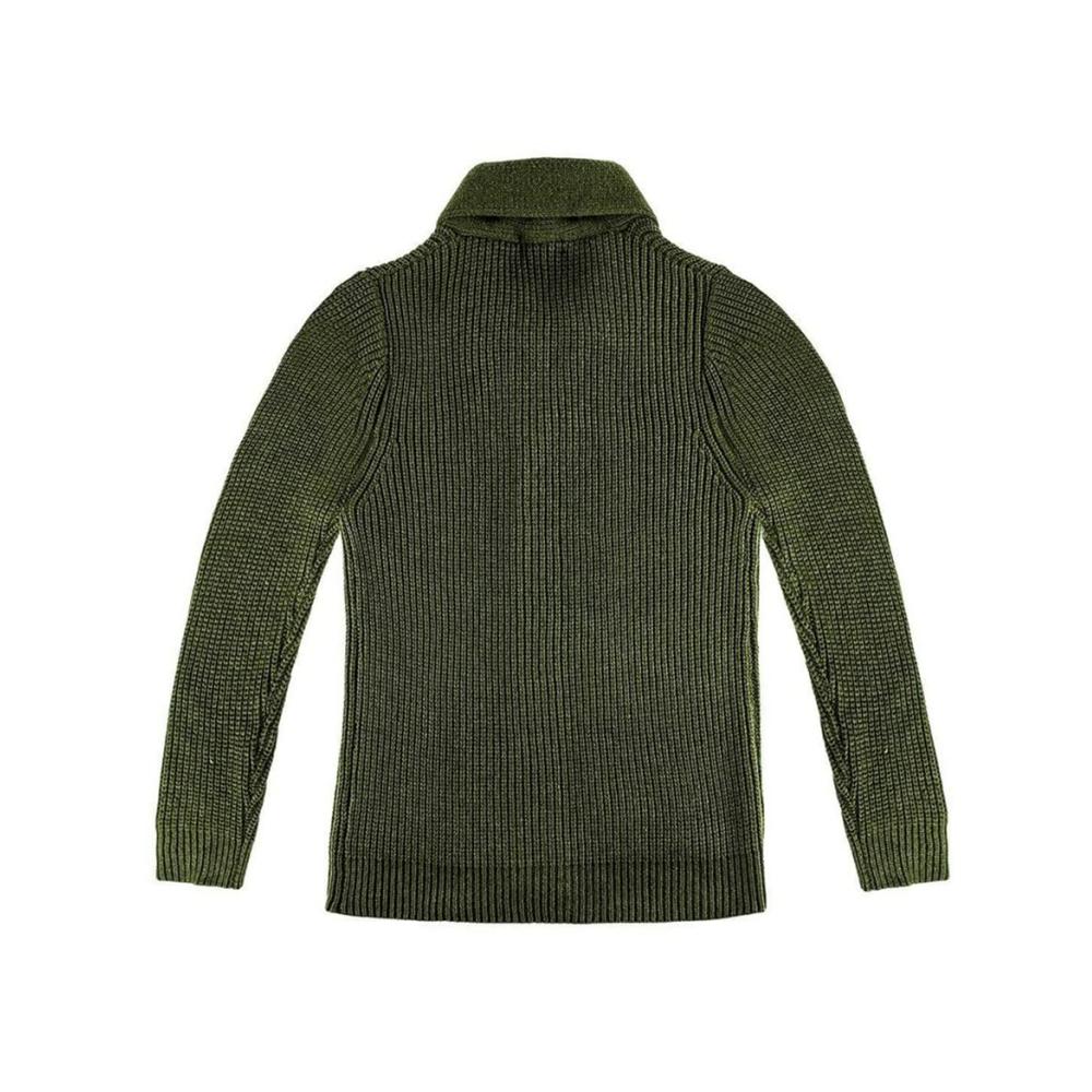 Herren-Strickjacke Extragrobes Wollgewebe für ultimative Wärme und Stil - Lässiger Chic in Armeegrün mit Knopfleiste