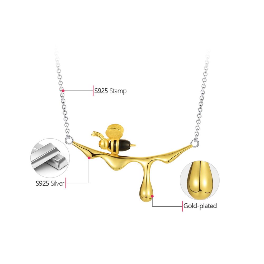 Elegante S925 Sterling Silber Biene Halskette Natürlicher Handgemachter Schmuck für Frauen – Perfektes Geburtstagsgeschenk! Entdecke die Schönheit der Ketten. 🐝✨