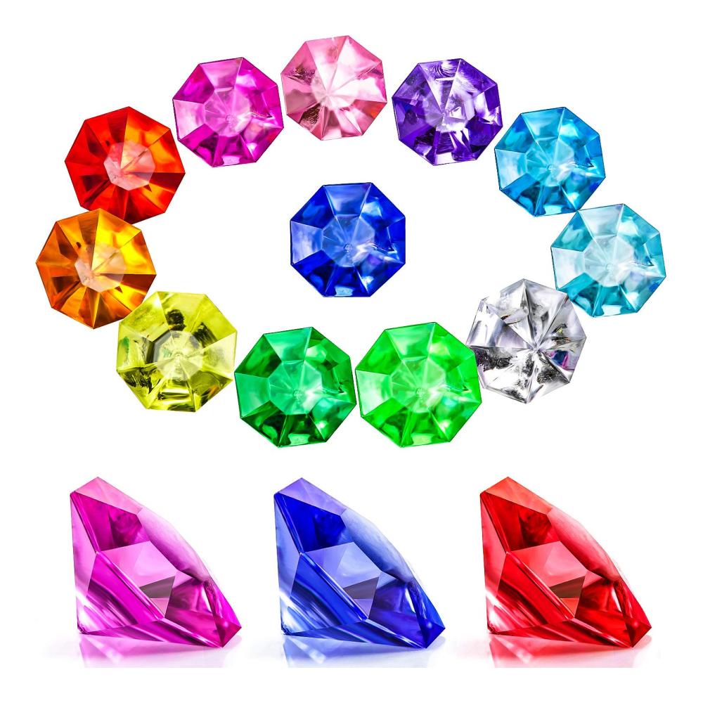 Glitzernde Schätze 25 Karat Edelstein-Set mit Multicolor-Acryl-Juwelen für Truhenjagden und Gastgeschenke - Piraten Juwelen und mehr