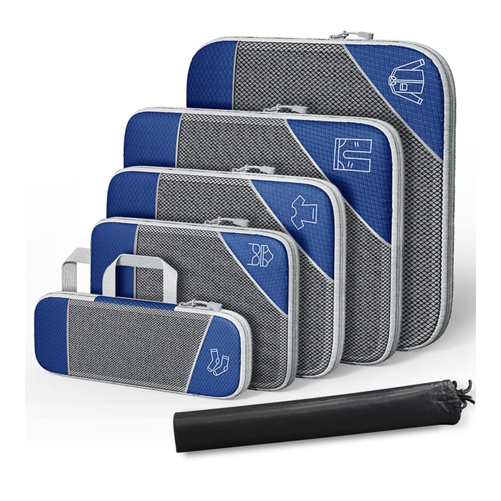 6er Set Kofferorganizer mit Kompressionsfunktion Verpackungswürfel & Organizer Taschen für effizientes Packen Reisezubehör für geordnetes Gepäck