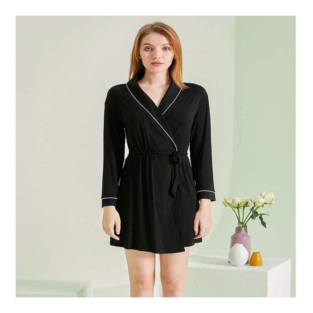 Entzückende Baby Dolls & Negligees Weiches Nachthemd Modal Sexy Nachtwäsche Loungewear Pocket Dressing Gown Für Frauen Pink-S