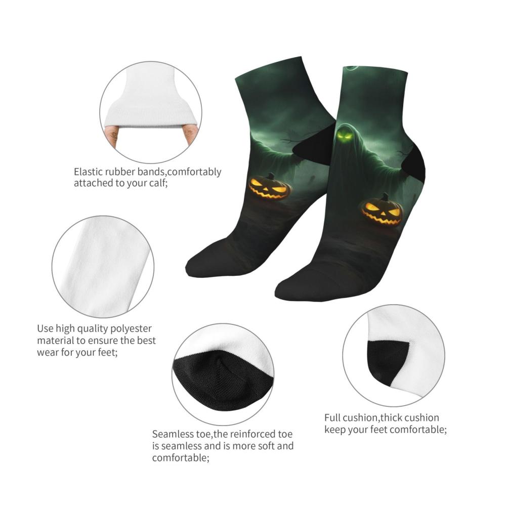 Herbst Socken Knöchelsocken Halloween Horror Kürbis Geister Halloweensocken Damen Trendy College Outdoor Bequem Casual One Size
