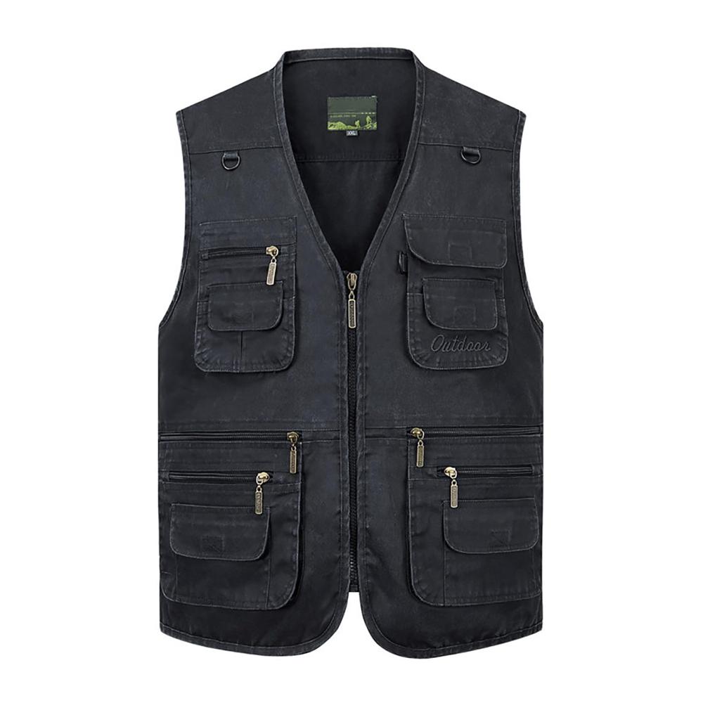 Vielseitige Herren Outdoor Anglerweste mit vielen Taschen - Atmungsaktive Multifunktionsweste für Jagd Camping Safari - Leichte ärmellose Weste