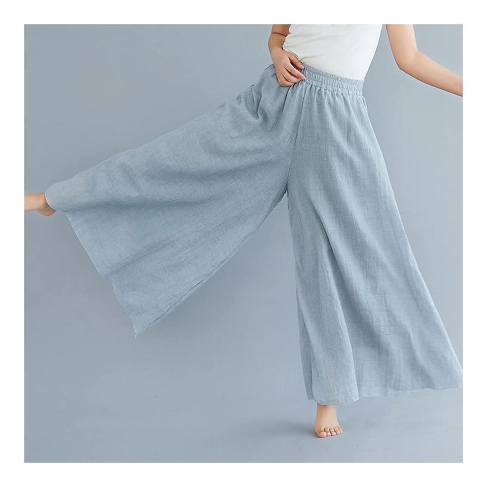 Bequeme Damenhose aus Baumwolle & Leinen - Weite Loungehose für Freizeit Sport & Yoga - Lockere Jogginghose in 12 Farben