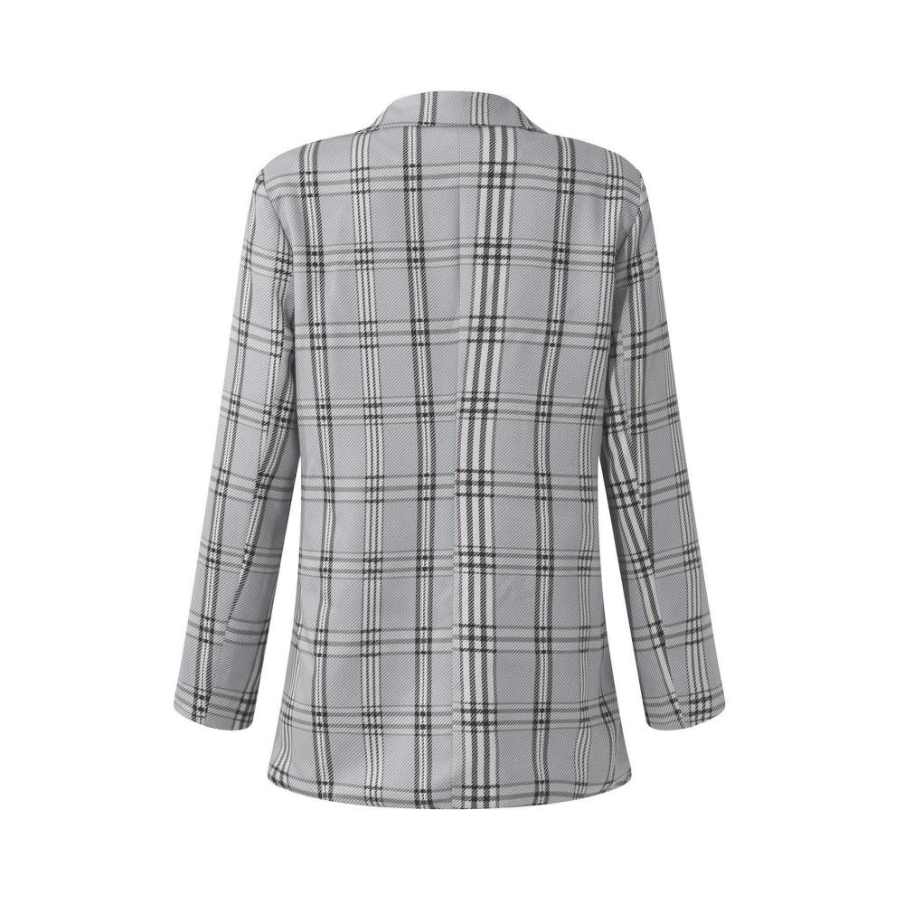 Eleganter Blazer für Damen Kariertes Langarm-Design mit stilvollen Taschen - Weicher Stoff für festliche und geschäftliche Anlässe. Erwerben Sie Ihren perfekten Begleiter jetzt