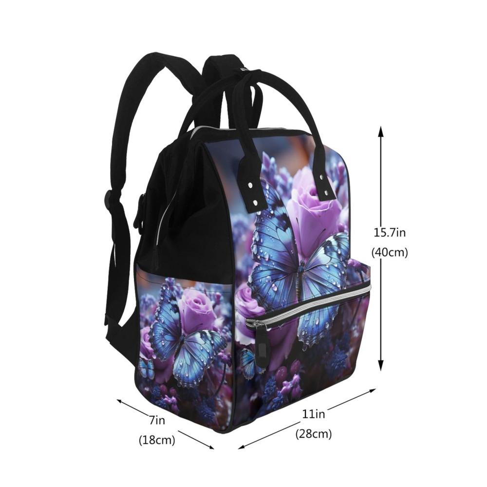 Entdecke den perfekten Begleiter für deine täglichen Abenteuer Wasserdichter Tagesrucksack mit violettem Rosenmuster ideal für Laptop und Arbeit für Damen und Herren in stilvollem Schwarz