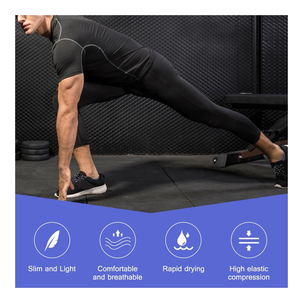 2er-Pack Herren Kompressionshosen 3/4 Capri Leggings Atmungsaktiv Anti-Geruch Sportausrüstung Workout Gym Activewear Running Baselayer