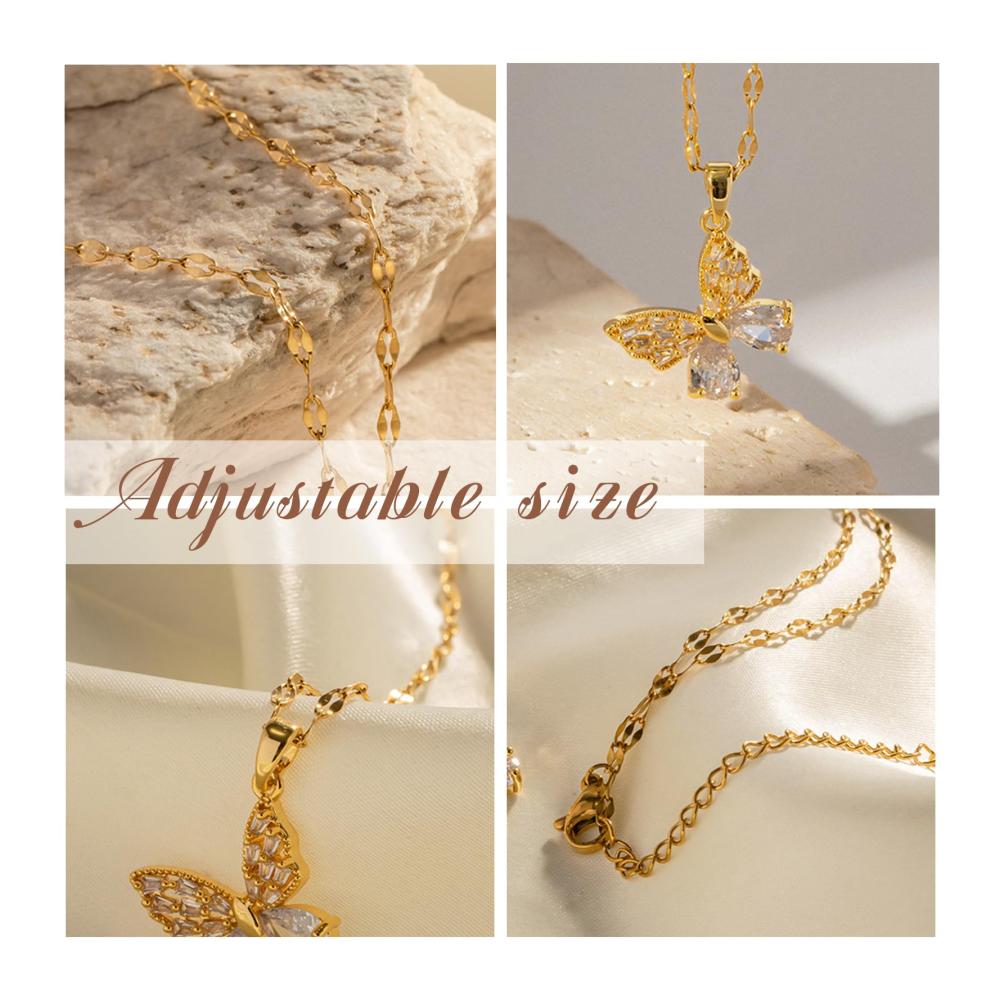 Elegante 18K Gold Schmetterlings-Kettenhalskette mit funkelnden Kristallen - Einzigartiger Schmuck für stilbewusste Frauen und Mädchen - Jetzt entdecken