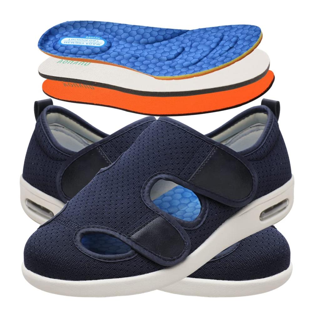 Orthopädische Walkingschuhe für Diabetiker Entlastung für geschwollene Füße. Atmungsaktives Mesh Klettverschluss Gesundheits- und Präventivschuhe für Herren und Damen
