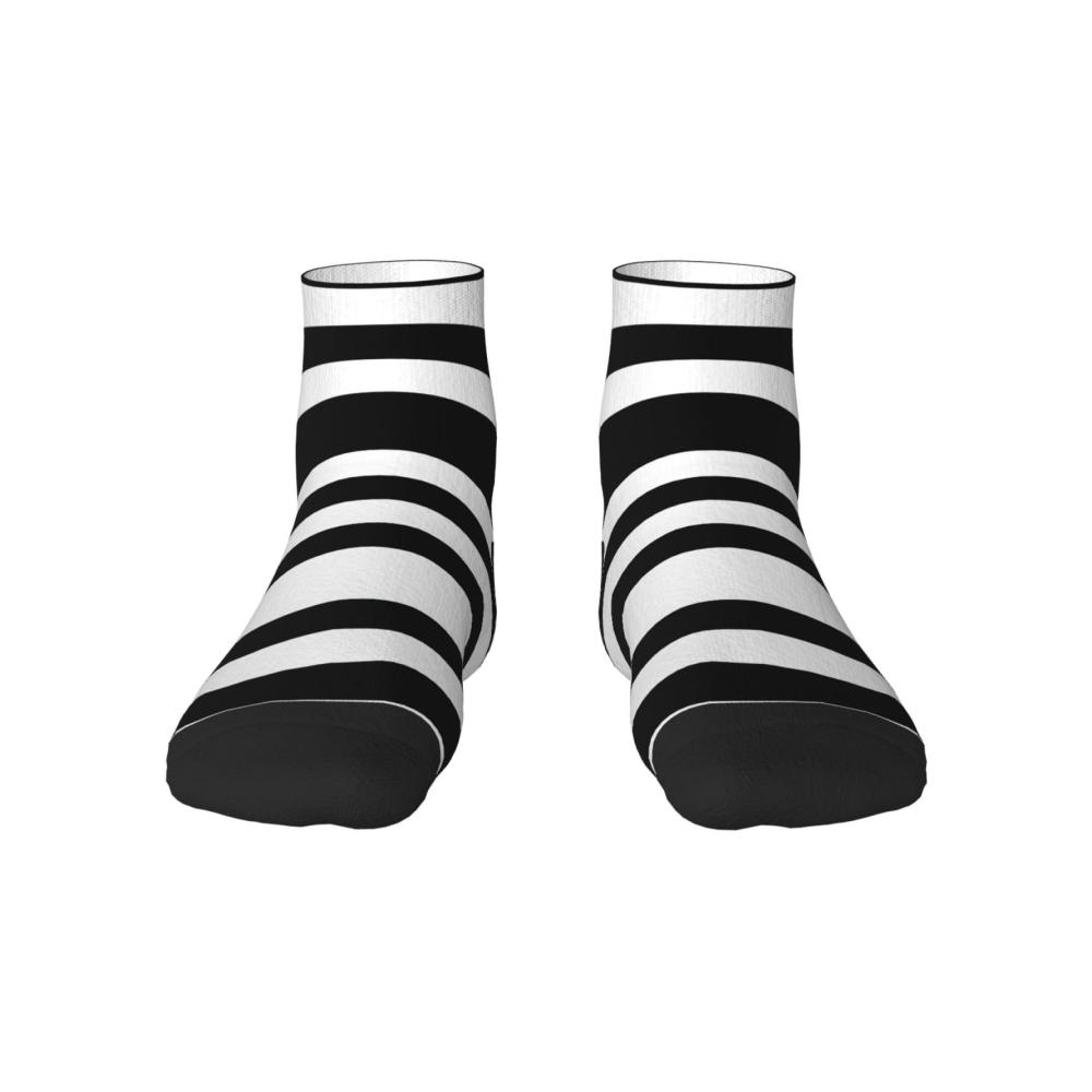 Knöchelhohe Socken Gemütliche und modische Socken für Damen und Herren mit Streifenmuster in Schwarz und Weiß