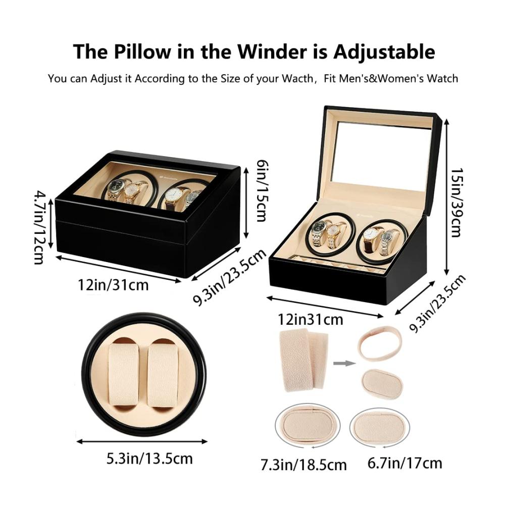 Bewahren Sie Ihre Zeitkostbarkeiten auf Luxuriöser Uhrenbeweger mit leisem Mabuchi Motor und elegantem PU-Ledergehäuse - Perfekt für Ihre wertvollen Uhren
