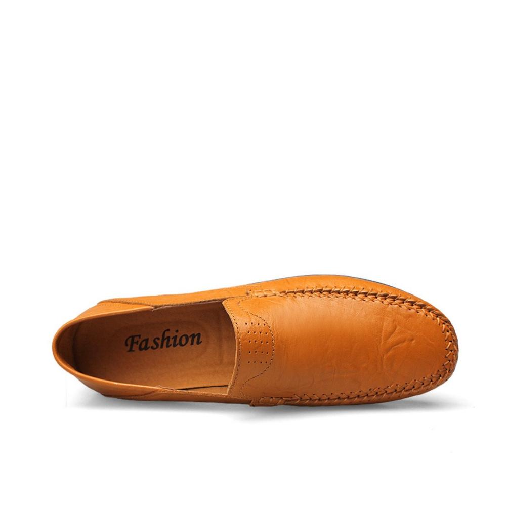 Erfrischende Gelbbraune Slipper & Mokassins Herren Leder Schuhe Atmungsaktiv Bequem Weiche Sohle Größe 45 EU