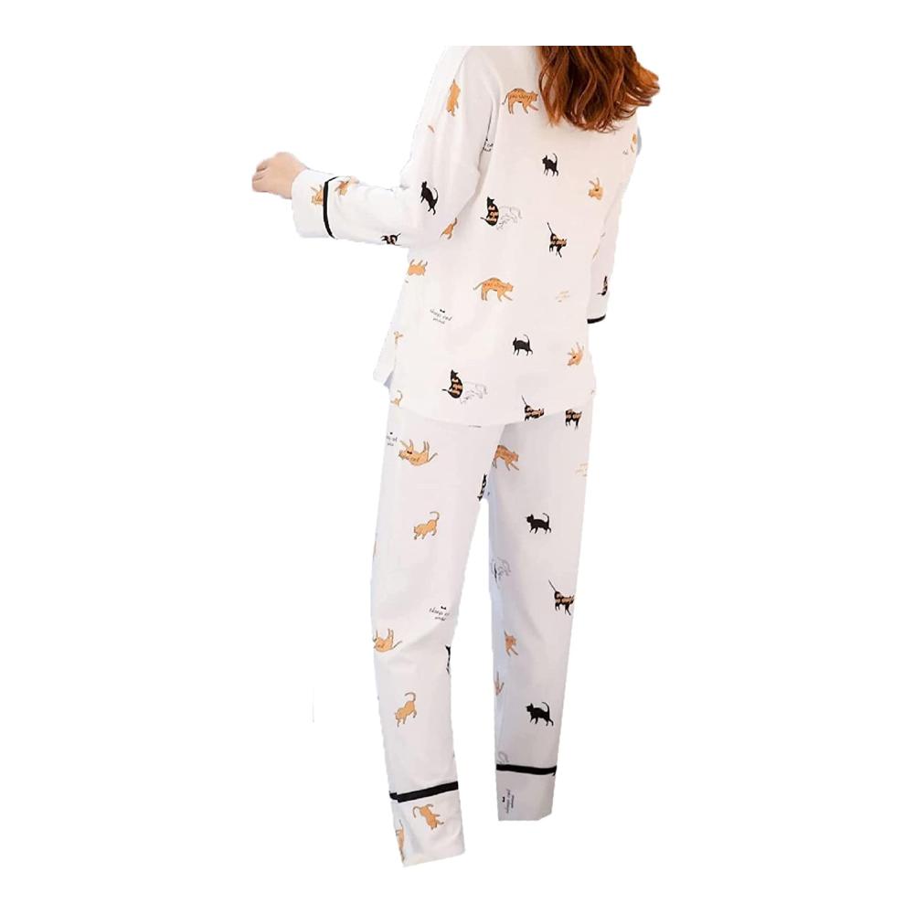 Damen Langarm Pyjama Set mit Süßem Cartoon Motiv Zweiteiler Pj Schlafanzug Gemütlicher Schlafanzug mit Langärmeligem Pullover und Hose Perfekt für Frauen Mädchen und Freizeit