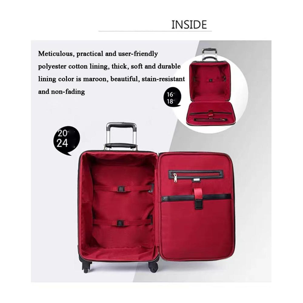 Exklusives 2er-Pack Gepäckset mit Passwortschloss luxuriöser Retro-Trunk-Softside-Trolley-Koffer für stilvolle Reisen mit Gratis-Kosmetiktasche