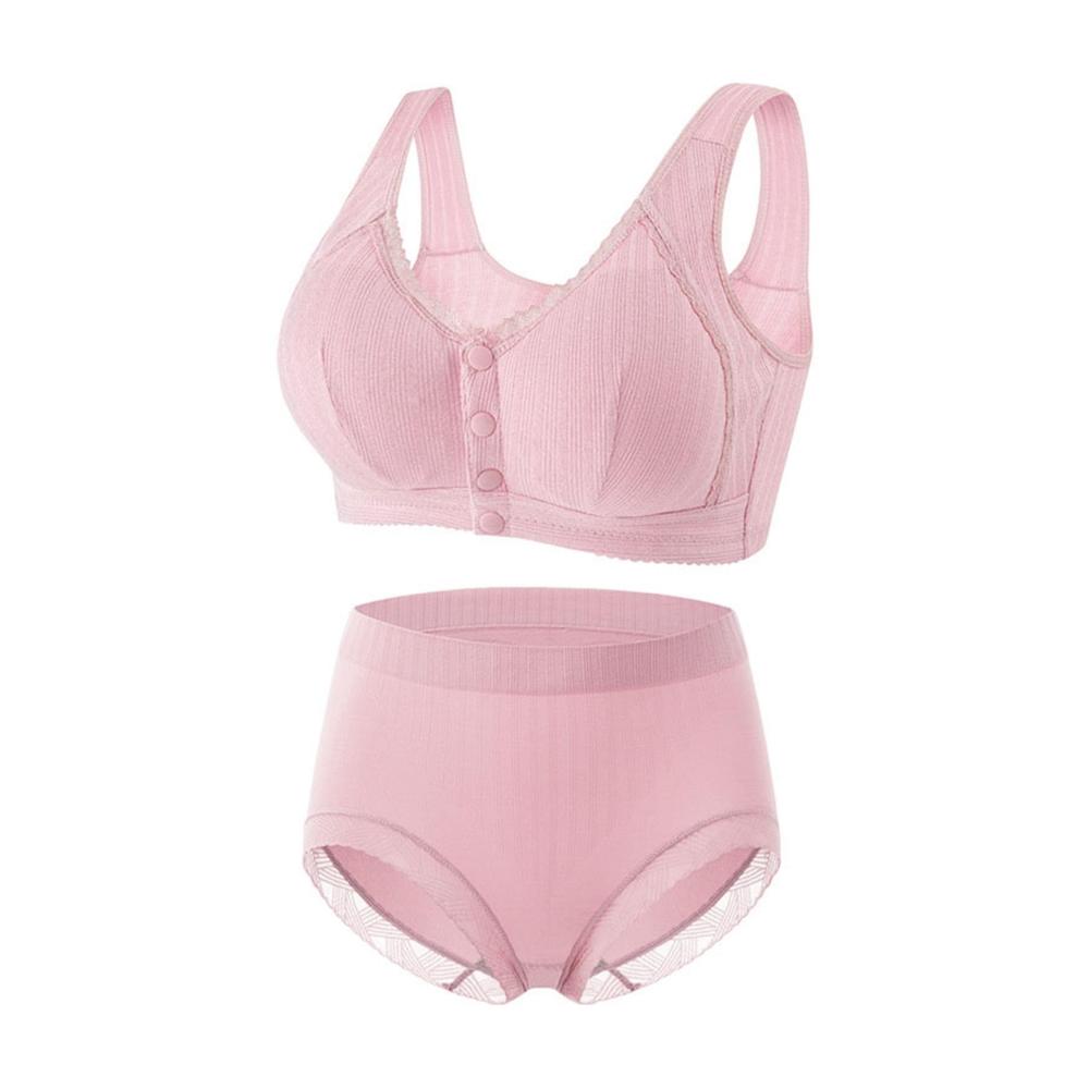 Komfortabler Mastektomie BH Frontverschluss ideal für ältere Damen. Weiche Baumwolle passendes Höschen-Set für den täglichen Gebrauch. Feminine Unterwäsche für Senioren