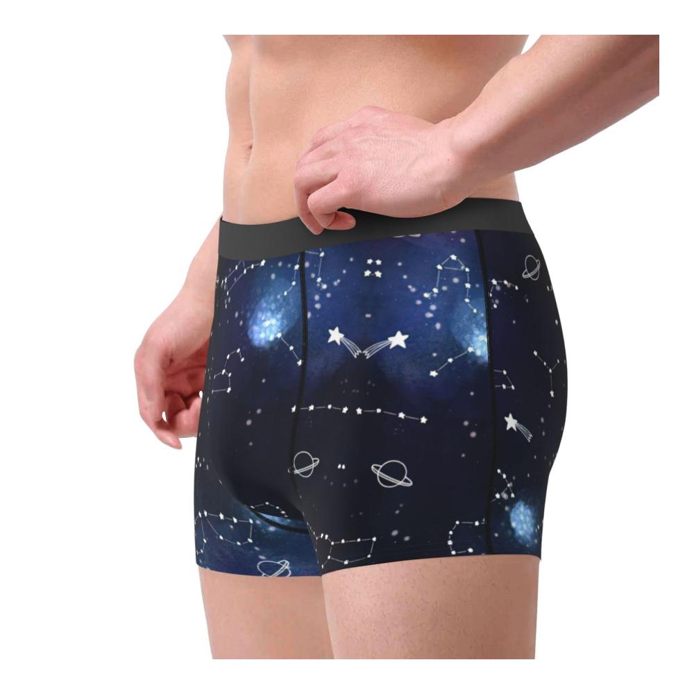 Cluster von Sternen im Nachthimmel bedruckte Boxershorts Herren Sportwäsche Weiche bequeme Herren Unterwäsche Boxer große Größen weicher Bund atmungsaktiv dehnbar