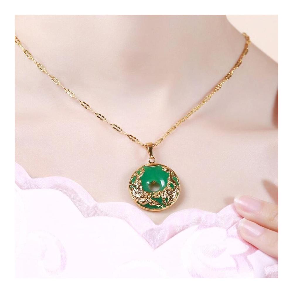Erstklassige Hetian-Jade Drachen- und Phönix-Anhänger-Kette aus 925er Silber – Einzigartiges Chalcedon-Amulett für stilvolle Schmuckliebhaber – Grünes Edelsteinfarbton-Meisterwerk