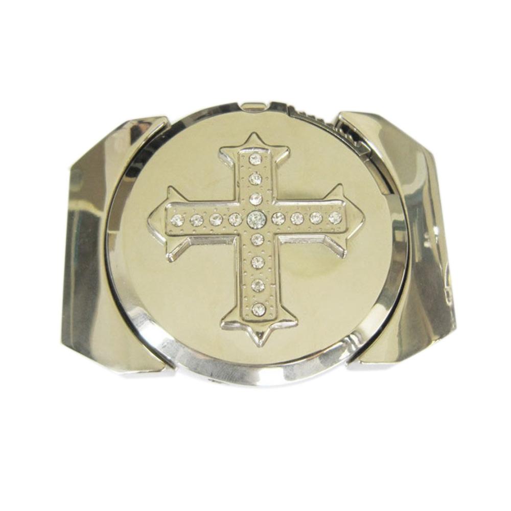 Einzigartige Glanzlichter Neue Gürtelschnallen mit strassbesetztem Kreuz in hellem Silber