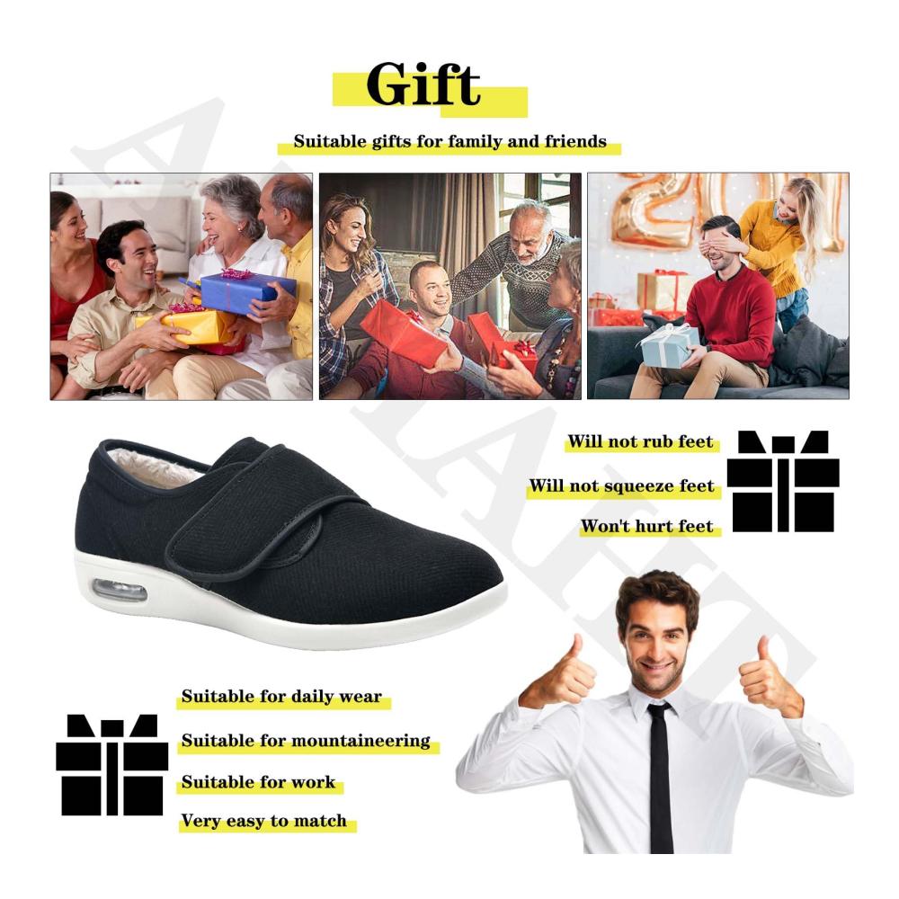 Bequeme Orthopädische Hausschuhe für Damen und Herren | Warme Slip-On Loafers mit Klettverschluss | Gesundheitsschuhe für Breite Füße | Komfortabler Gehkomfort