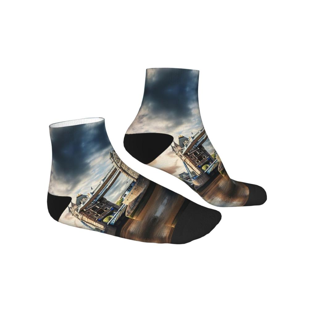 Knöchelsocken mit modischen Mustern – Historic Old Tower Bridge London – Socken im Großhandel für Damen und Herren eine Einheitsgröße für alle