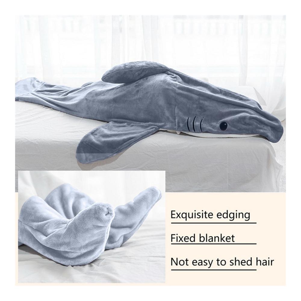 Kuschelige superweiche Flanell-Hai-Kuscheldecke - Perfekt für Teenager und Erwachsene! (Blau 190cm
